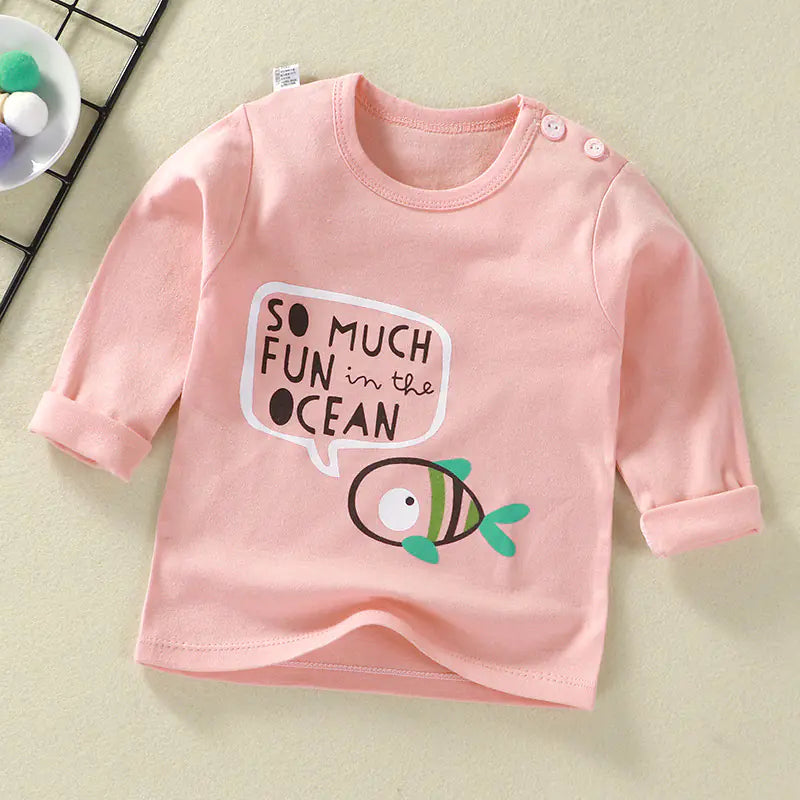 Cotton Long Sleeve Cartoon T-Shirt for Kids