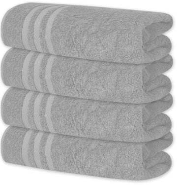 Pristine Linen 100% Cotton Bath Sheets Large Bath Towels 30x60 Inches Pack of 4 Light Grey Soft and Absorbent Bathroom Towels