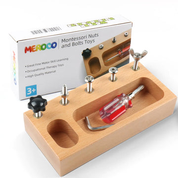 MEROCO Montessori Screw Driver Board for Kids Montessori Materials Basic Skills Educational Learning Toys for 3 4 5 Year Old Kids Toddlers Sensory Montessori Toy Preschool Classroom Fine Motor Skills