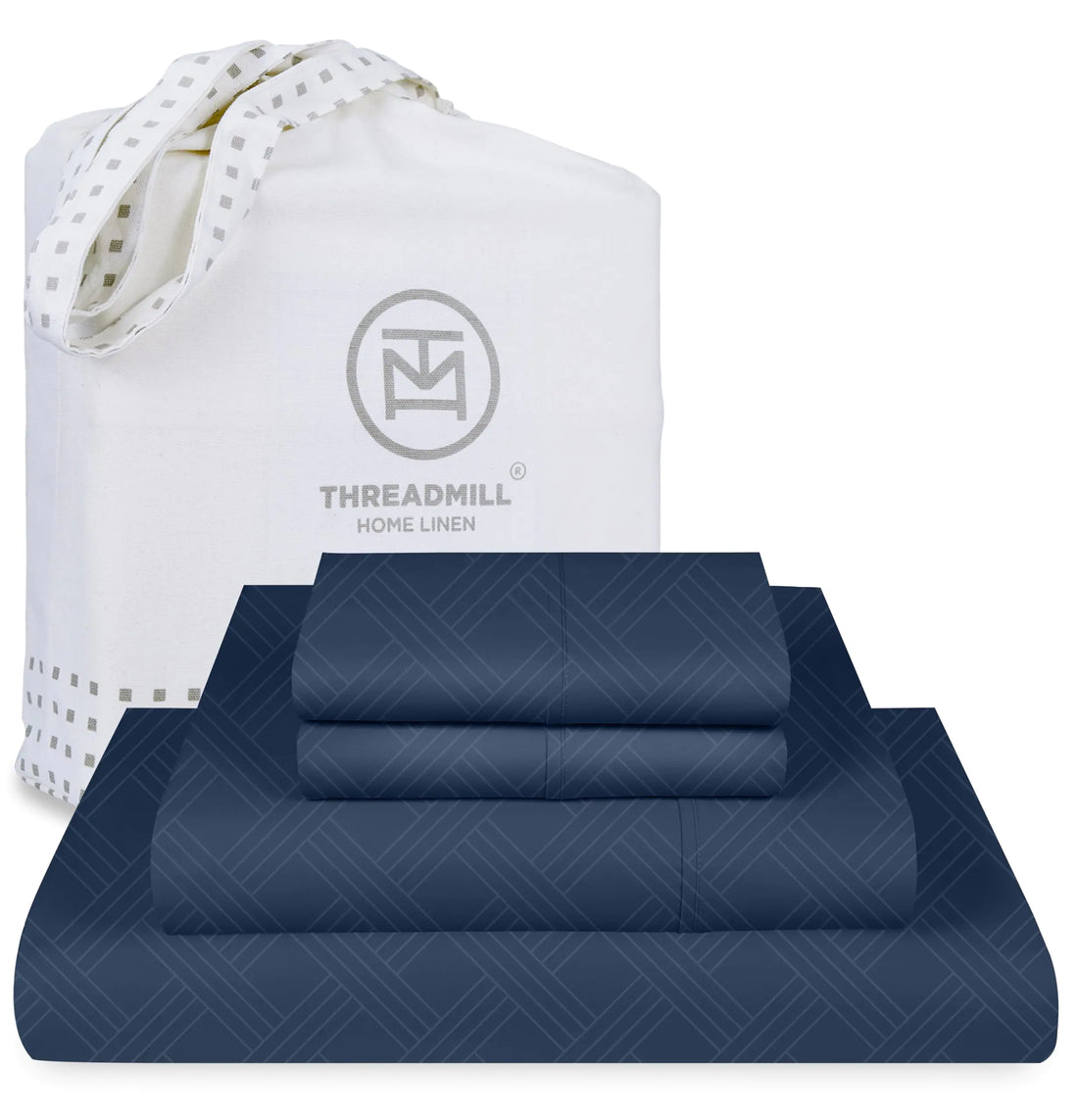 Threadmill King Size Sheets for King Mattress | 800 Thread Count Jacquard Folkstone Blue | Better Than Egyptian Cotton | 4 Pc Bed Sheets | Damask Sheets Fits 16 Deep Pocket | 100% Cotton Sheets