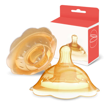 Elfzone Nipple Shields for Nursing Newborn - 2 Packs - Silicone Breast Shields Nursing Caps for Breastfeeding Baby and Mommy Breast Shell Orange