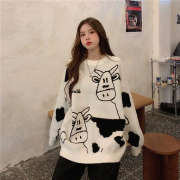 Korean Style Loose Pullover Sweater for Casual Wear