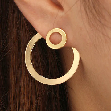 Geometric Alloy Circle Stud Earrings (Minimalist Style)