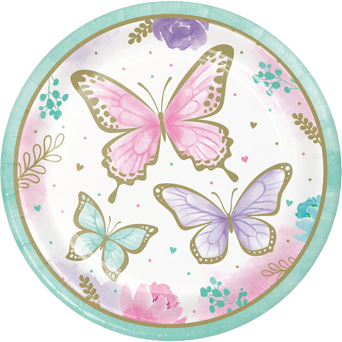 Golden Butterfly Paper Plates 8 ct