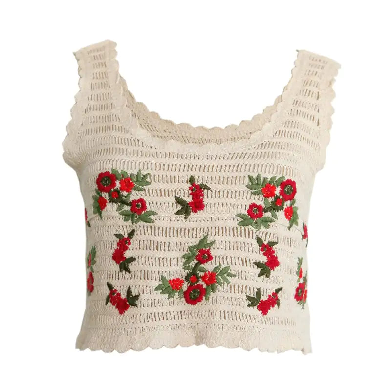 Watercolor Neverland Knitted Hollow Vest with Embroidery