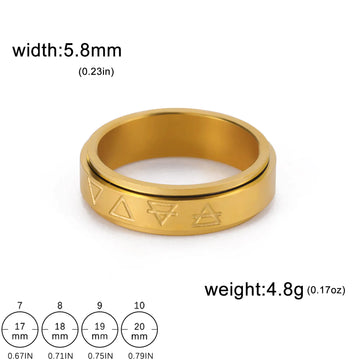 Rotatable Triangle Pattern Stainless Steel Ring