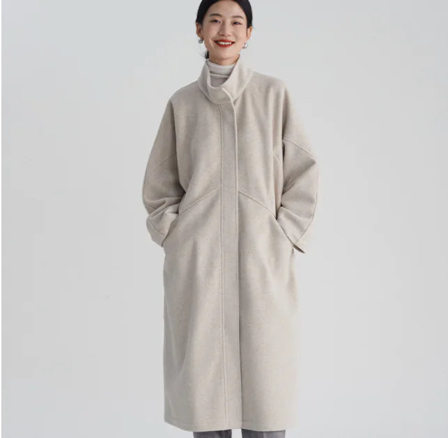 Long Women's Woolen Overcoat