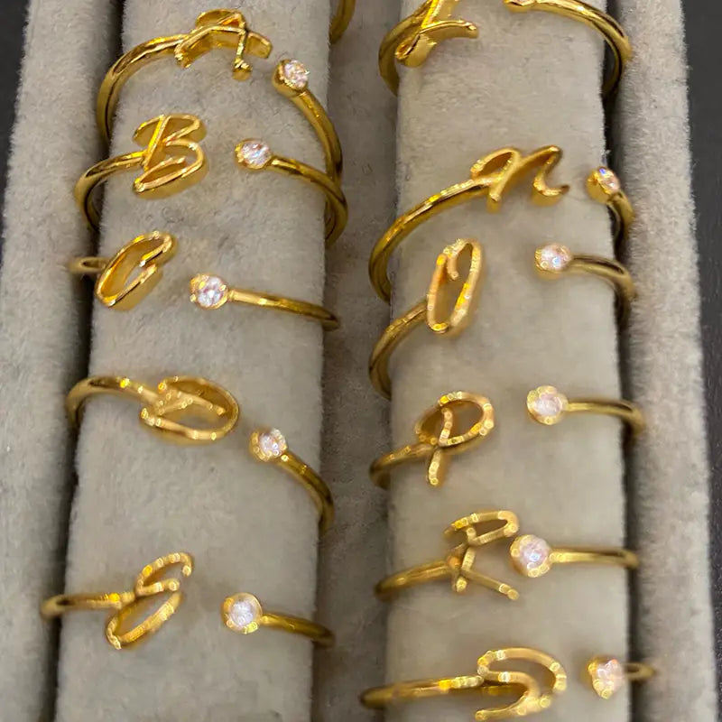 Adjustable Simple Letter Ring for Women's Daily Wear
