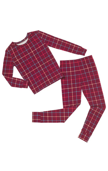 PajamaGram Snug Fit Kids PJs - Boy Pajamas and Girl Pajamas - Kids Cotton Pajamas - Long Sleeve Youth Pajamas Kids Pajama - Girls Cotton Pajamas Maroon & Teal Plaid Size 9-10