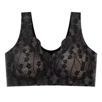 Plus Size Lace Trim Wireless Bra for Older Women