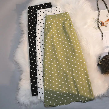 Polka Dot Retro A-line Skirt - Literary Style