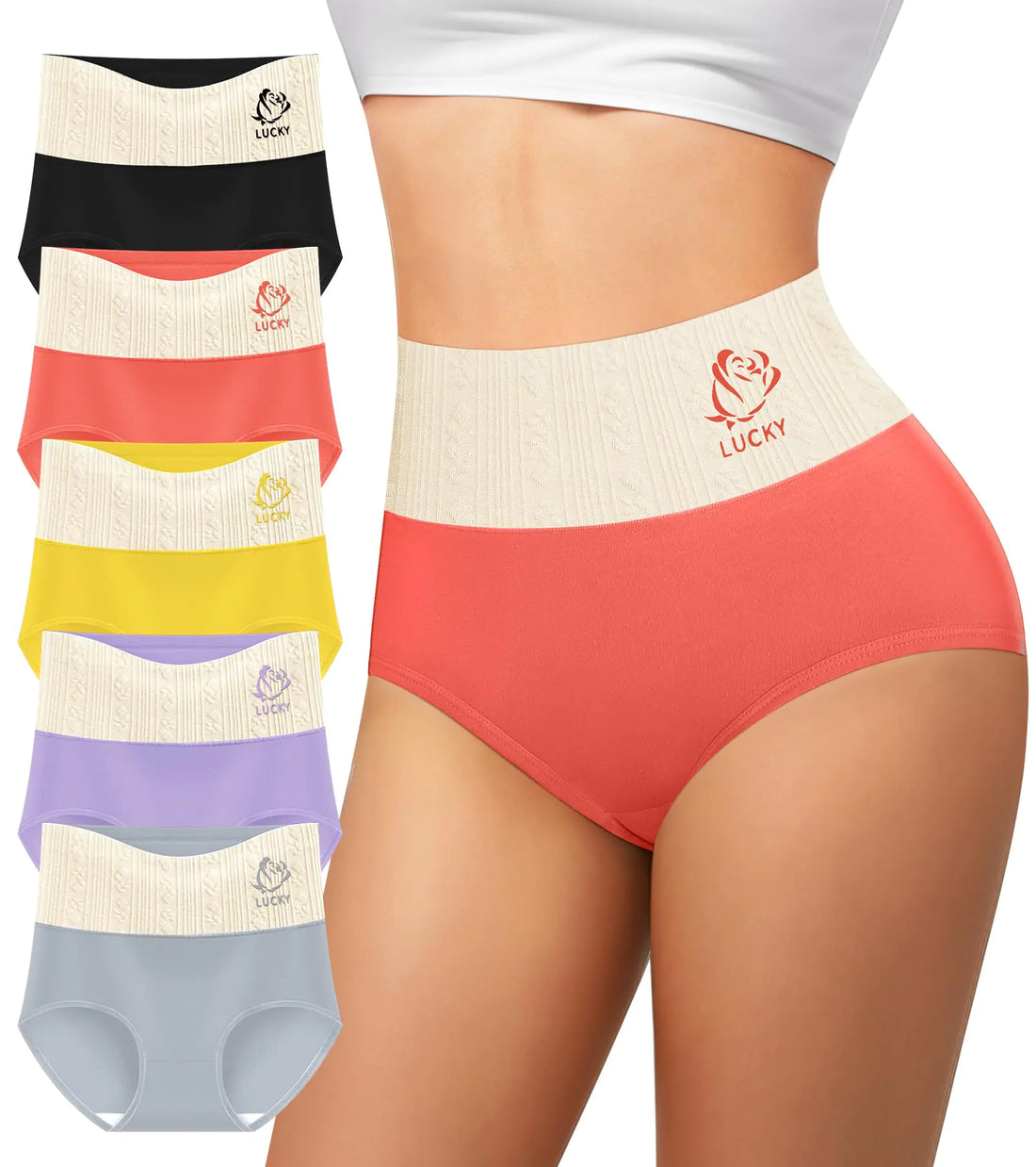 MIOTAN Womens Cotton Underwear High Waisted Tummy Control Postpartum Briefs Control Top Panties Pack (Multicolor M)