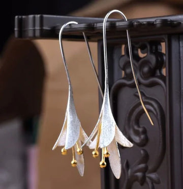 Long Floral Earrings, Bellflower Earrings