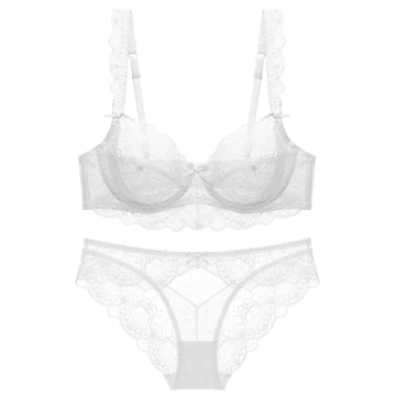 Women's Plus Size Lace Bra Set with Underwire