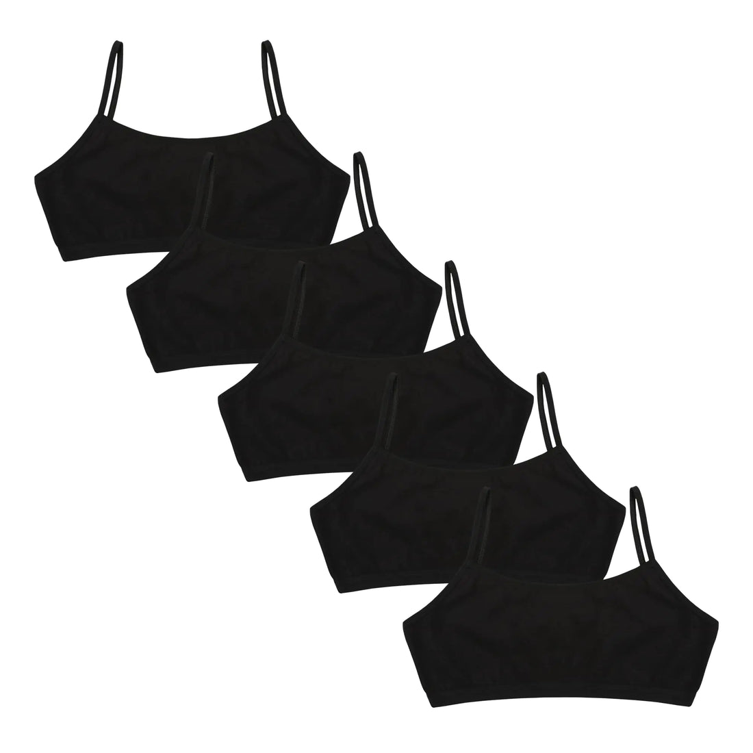 Donella Cami Bra for Girls - Stretch Cotton Girls Training Bra 5 Pack Black Age: 8-9