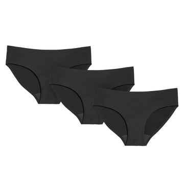 KNIX Super Leakproof Bikini - Mid Rise Bikini Bottom Period Underwear - Menstruation Underwear with Stretchy Fabric - Overnight and Everyday Period Underwear - Black X-Large (3 Pack)