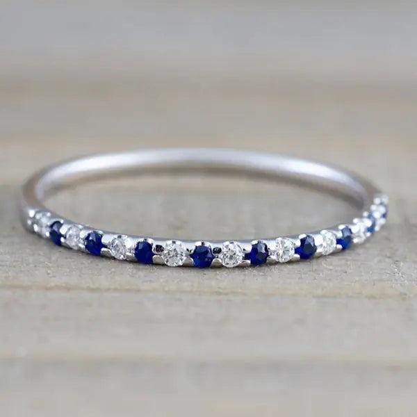 Sapphire Inlay Ring, Midi Ring, Jewelry