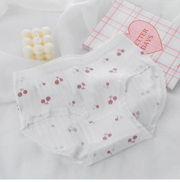 Floral Lace Hem Cotton Underwear