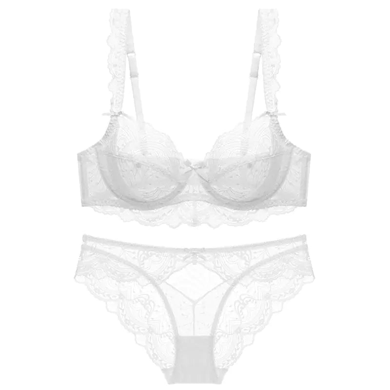 Women's Plus Size Lace Bra Set with Underwire