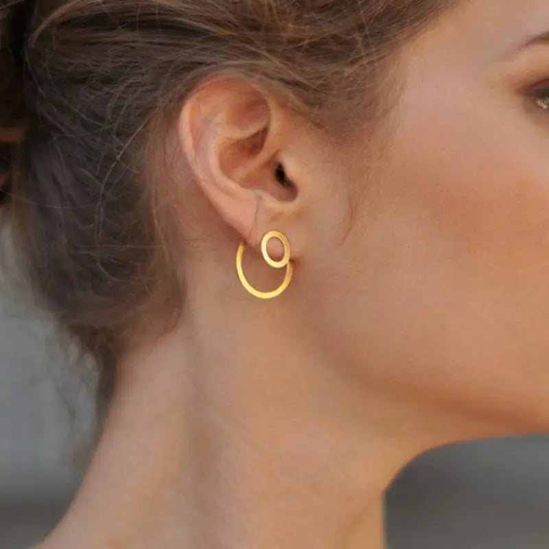 Geometric Alloy Circle Stud Earrings (Minimalist Style)