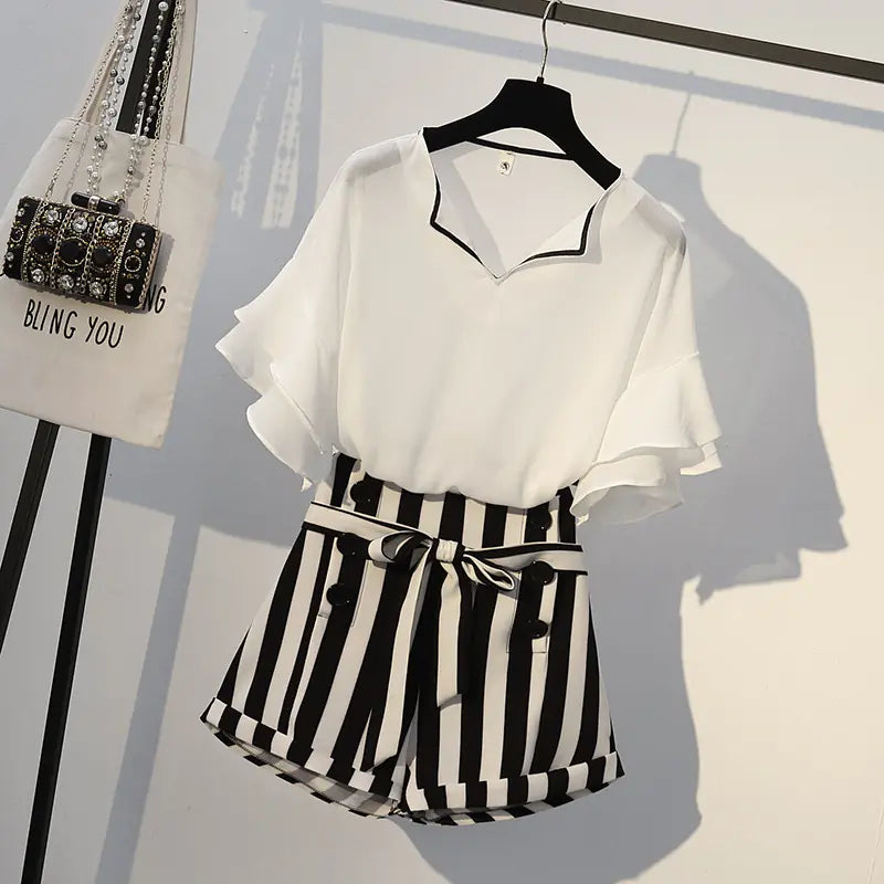 Plus Size Women's Slimming Two-Piece Outfit