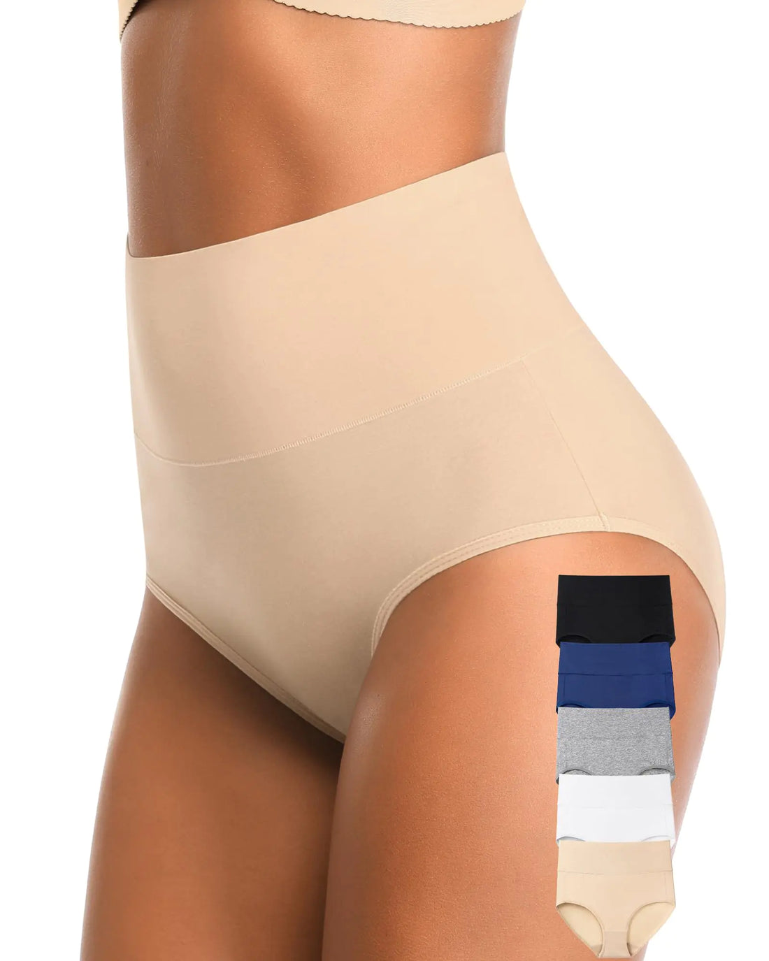 CULAYII Tummy Control Underwear for Women High Waisted Full Coverage Ladies Underwear Soft Stretch Cotton Postpartum Briefs Underwear Panties Pack(XL)