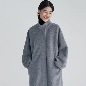 Long Women's Woolen Overcoat