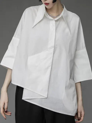 Women's Loose Button Casual Asymmetric Shirt