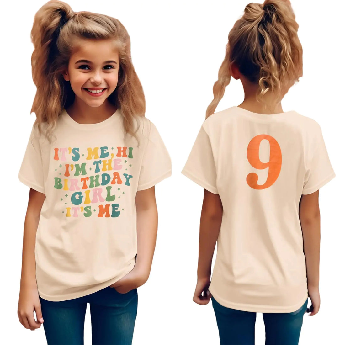 GLIGLITTR Girls Birthday Shirt Hi Its Me Im The Birthday Girl Tshirt Girls Bday Party Tee Tops Kids Summer Outfit Shirt 5-12Y(Apricot29years)
