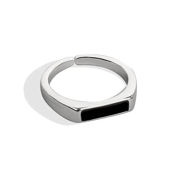 Sterling Silver Black Ring with Cool Wind Design