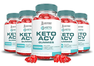 (5 Pack) Keto Genesis Keto ACV Gummies Advanced Formula 1000MG Keto Genesis Keto Gummies Apple Cider Vinegar Formulated with Pomegranate Beet Juice Powder B12 Vegan Non GMO 300 Gummys