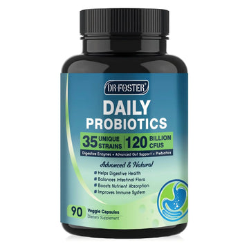 Probiotics for Women-Men Digestive Health with 120 Billion Probiotics Prebiotics and Probiotics for Women-Men Digestive Enzymes Nutrient Absorption Immune Support 90 Veggie Caps (45 Days Supply)