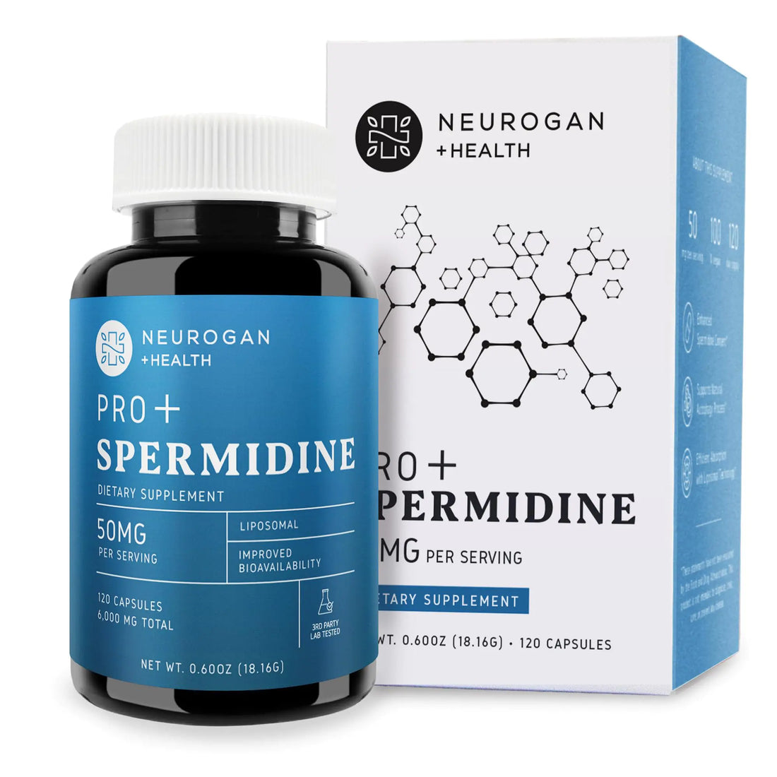 Neurogan Spermidine PRO Supplements Capsules - Enhanced Absorption for Cellular Regeneration Energy Healthy Aging & Focus - Spermidine Supplements for Women & Men Take 1 Daily (50mg 120 Capsules)
