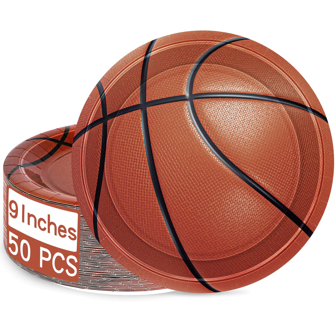 QZYL 50 Pcs Basketball Party Favors 9 Inches Basketball Plates Disposable Paper Plates Basketball Dinner Plates for Basketball Party Supplies Sports Party Decorations Sports Themed Gatherings