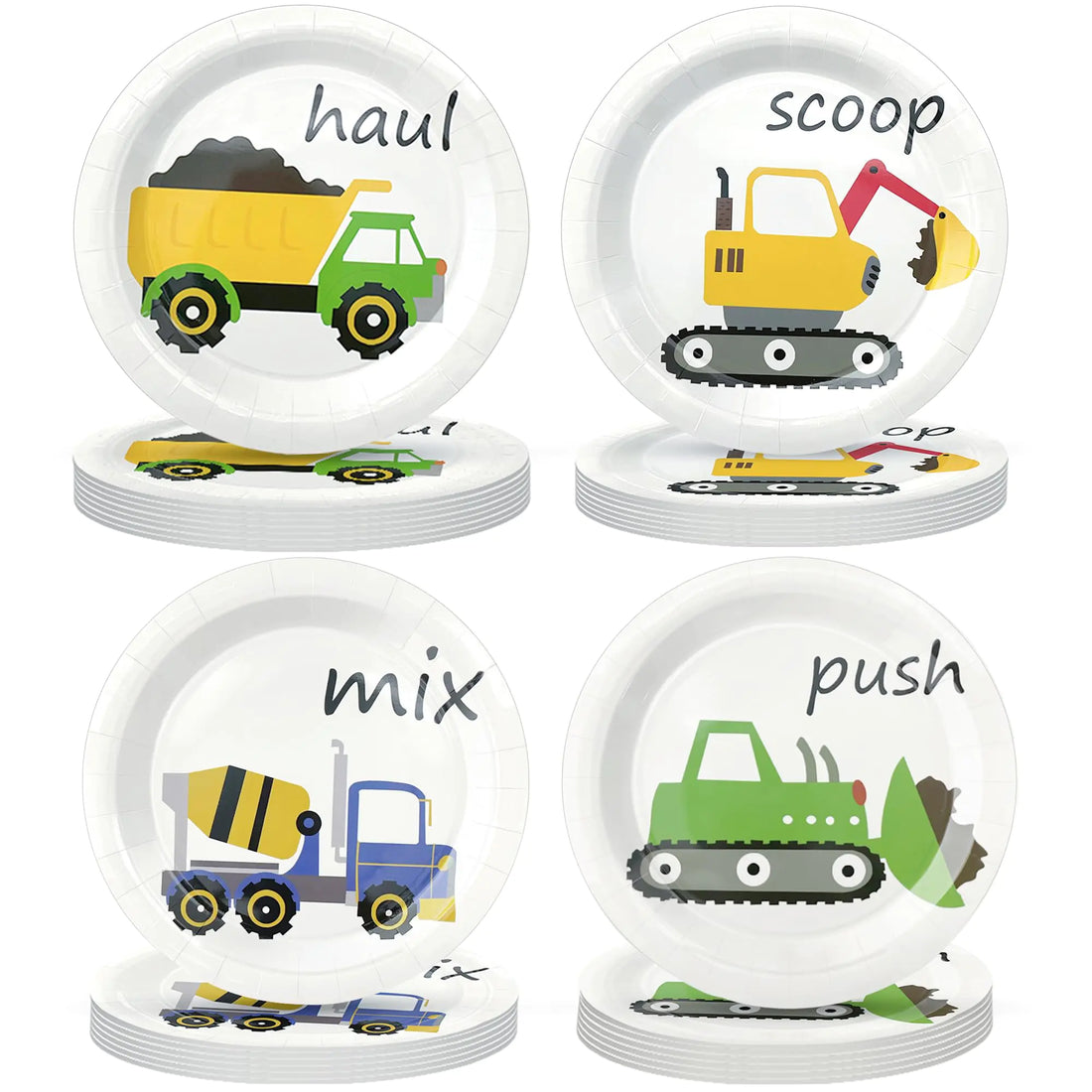 ITTEBISS 48PCS Construction Plates 7" Construction Party Plates Construction Birthday Plates Construction Paper Plates Excavator Birthday Party Supplies for Kids Toddlers Boys Girls