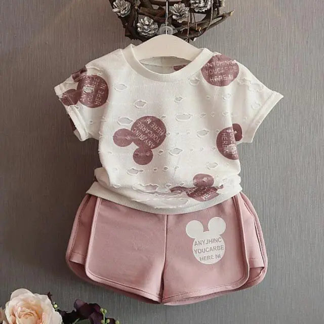 Girls' Summer Plaid Shirt & Casual Sportswear Set