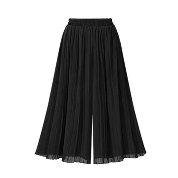 Plus Size High-Waisted Pleated Chiffon Trousers