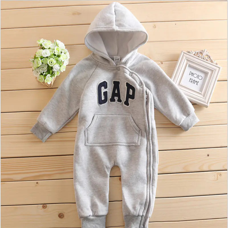 2020 Fall Winter Baby Hooded Onesie with Embroidery