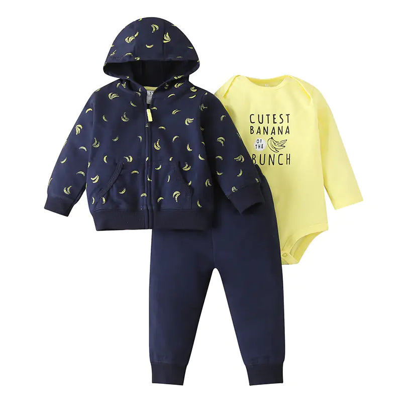 Baby 3-Piece Set with Zipper Jacket and Romper