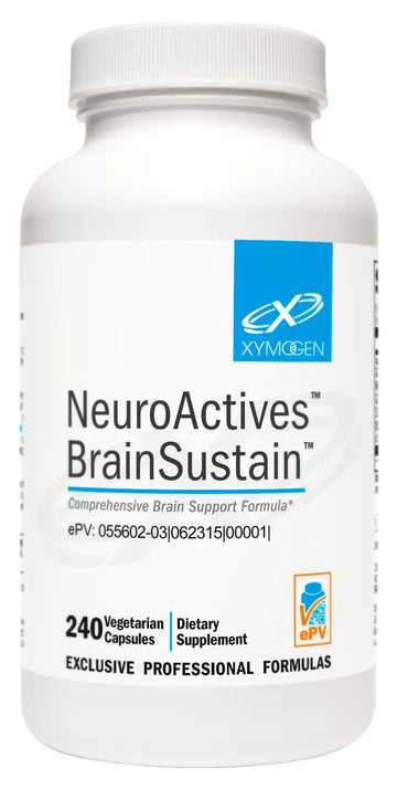 XYMOGEN NeuroActives BrainSustain - Brain Supplements for Memory and Focus Support - Brain Support + Brain Health Supplements for Adults - Vegan Gluten Free + Non GMO (240 Capsules)