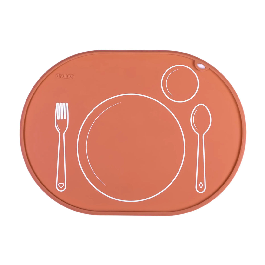 CHAMOS Silicone placemats for Toddlers - Montessori placemat for Round Table - Oval Kids placemats for Dining Table - Non Slip Small Educational placemats (Clay)