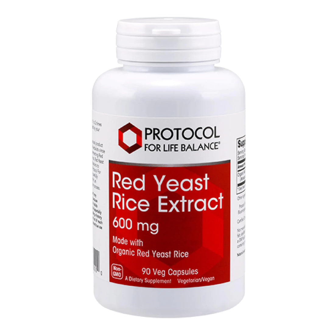 Protocol Red Yeast Rice 600 mg - Made with Organic Red Yeast Rice - Natural Red Yeast Rice - Dairy Free & Egg Free - 90 Veg Capsules