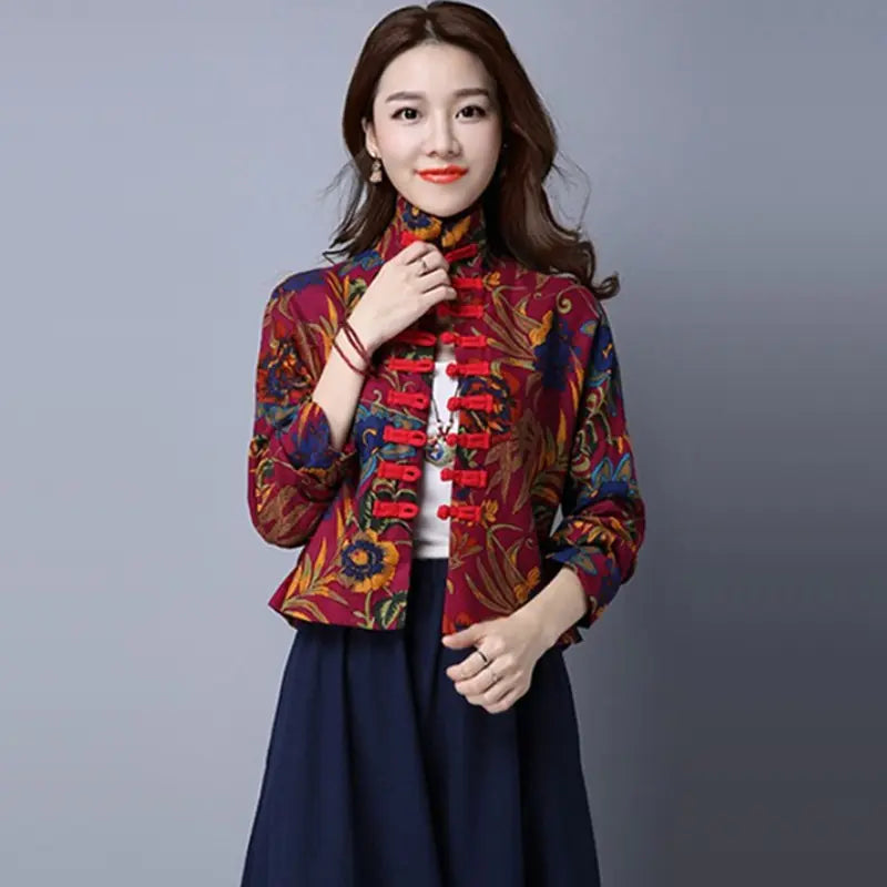 New Autumn Winter Ethnic Style Cotton Linen Jacket