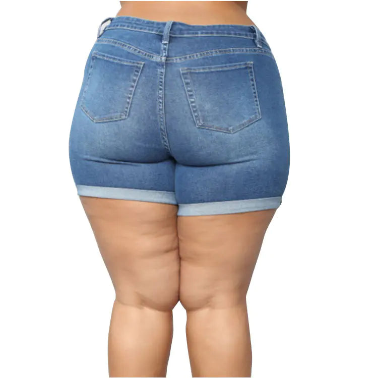 Plus Size Women's Stretch Denim Shorts