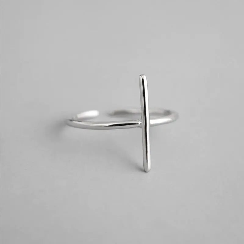 Minimalist Fashion Ring, Cross Cylinder Geometric Ring