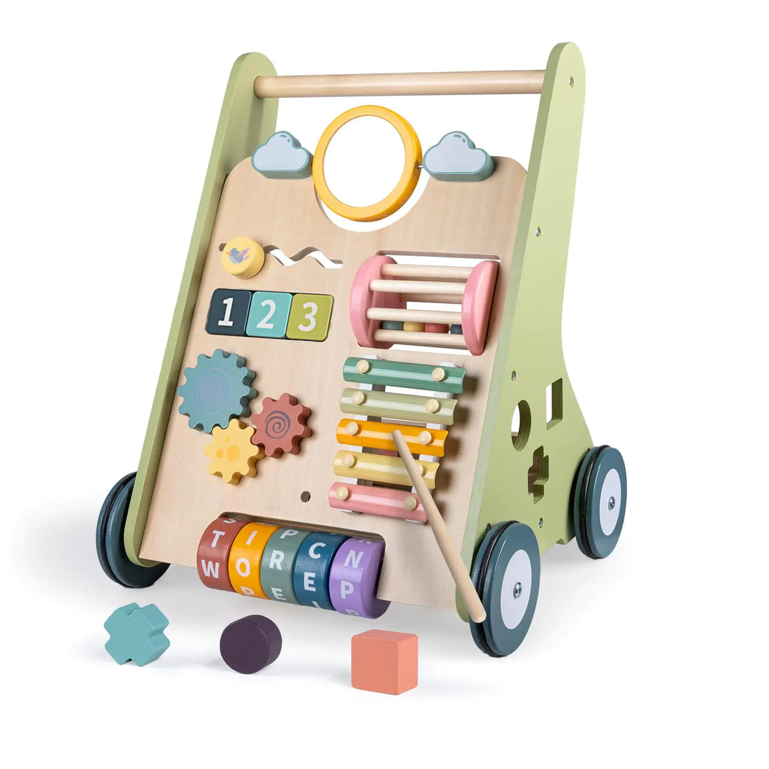 Wooden Baby Walker with Wheels Baby Walker for Boys 6-12 Months Push Toy Montessori Walking Toys for 1 Year Old Activity Center