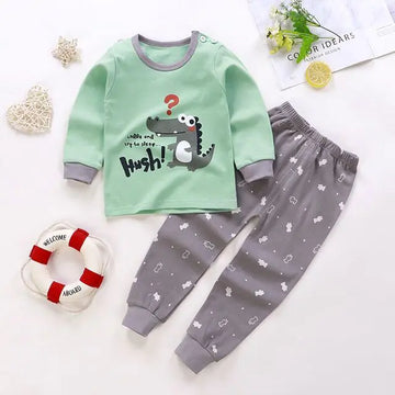 Children's Cotton Pajamas Set with Long Sleeve T-shirt