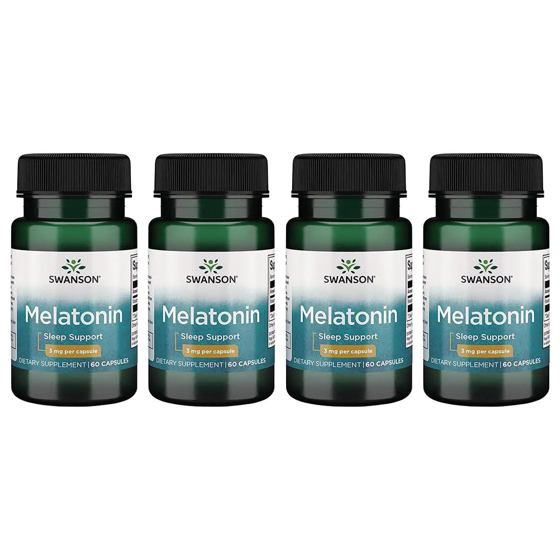 Swanson Melatonin 3 Milligrams 60 Capsules (4 Pack)