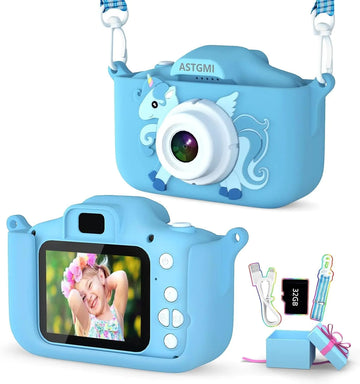 Kids CameraUpgrade HD Digital Camera for Toddlers Kid Camera Toys for 4 Year Old Girls Boys Christmas Birthday Gifts for Age 3 4 5 6 7 8 9 10 Year Old with 32GB SD Card & Silicone Cover (Blue)