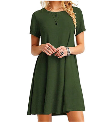Plus Size Loose Fit Solid Color Dress